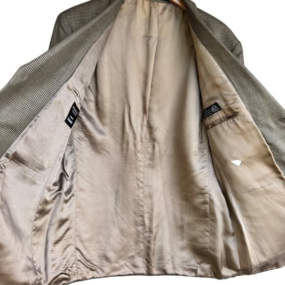 Brandini Le Collezioni Mens 41R Wool Silk Plaid Blazer Three Button Brown Canada - Picture 8 of 13